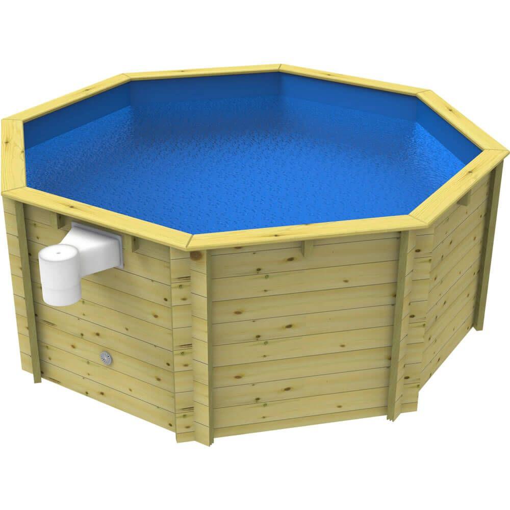 10ft Wooden Fun Pool 4ft deep, Octagonal Timber Swimming Pool Kit