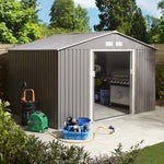 10x8 Trentvale metal apex shed in light grey
