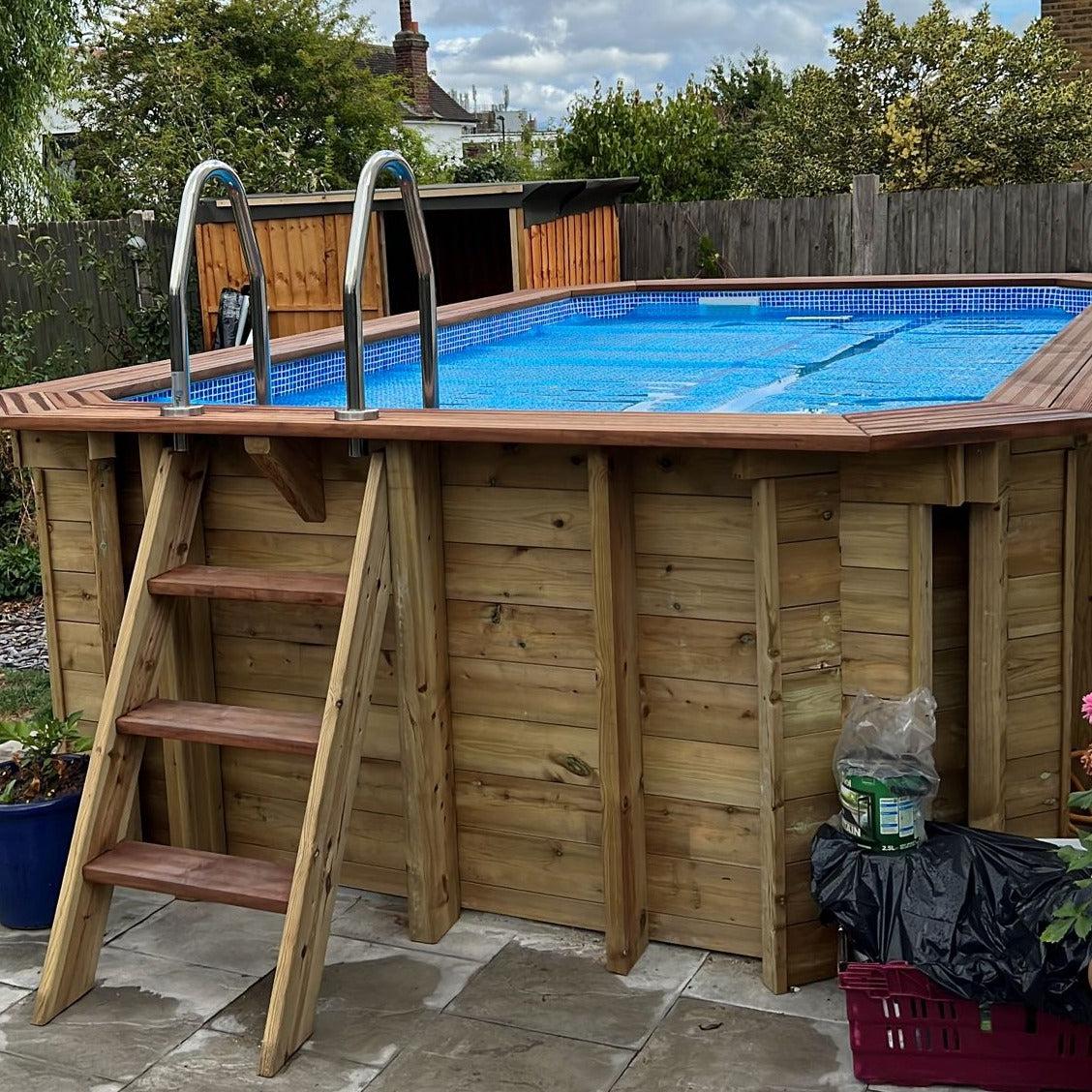 3.9m X 2.4m Timber Swimming Pool Kit, C/W Optional Heat & current