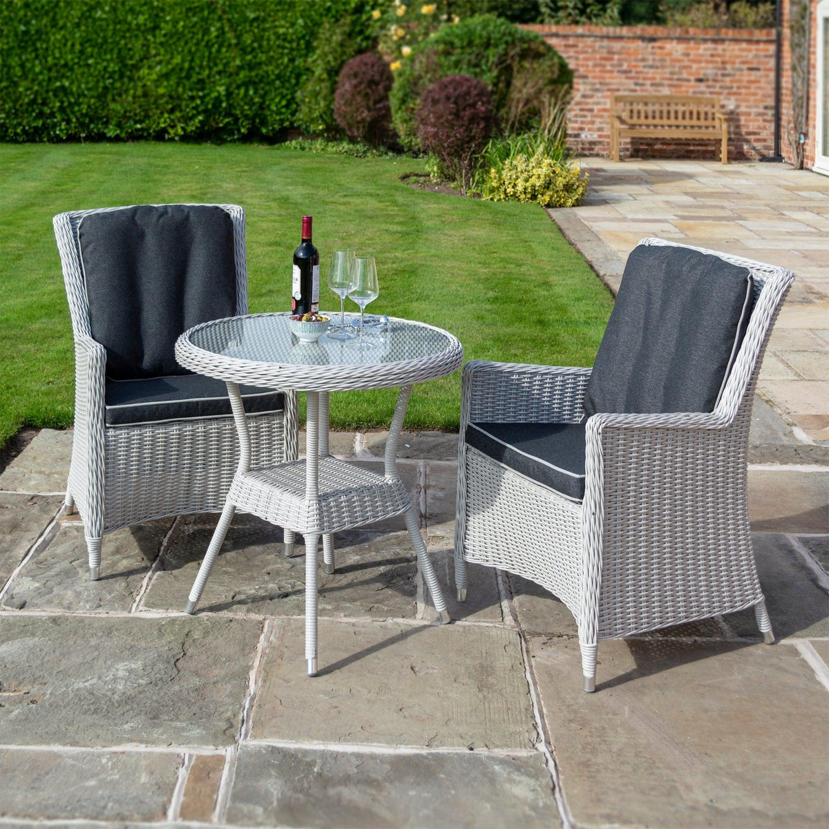 Rattan Effect Two Seater Bistro Set - Two Colours