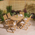 Ashdown 6-seat oval folding dining set with cushions