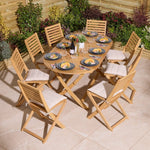 Ashdown 8-seat oval folding dining set with cushions