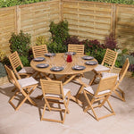 Ashdown 8-seat round folding dining set with cushions