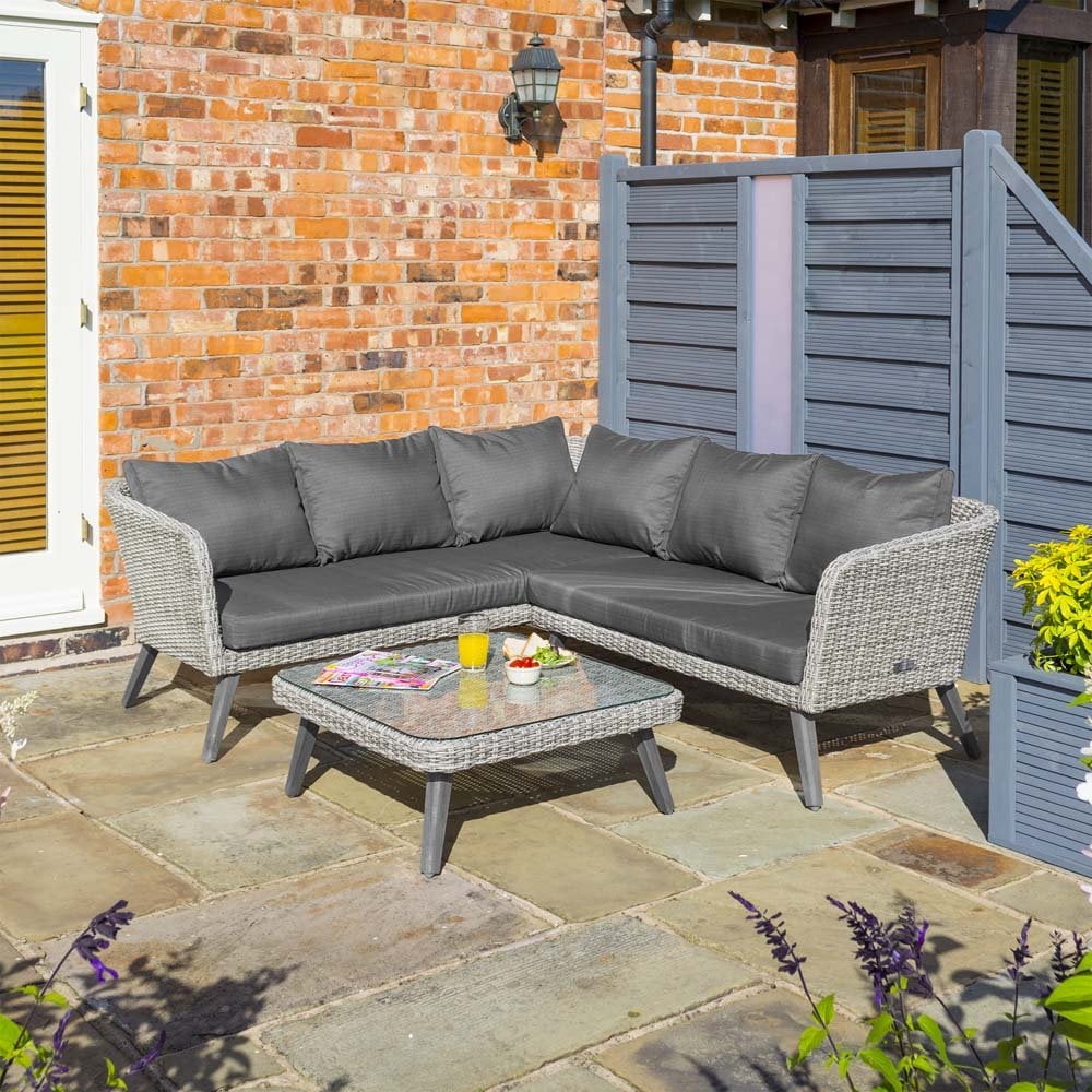 Rattan Corner Sofa Set with Table