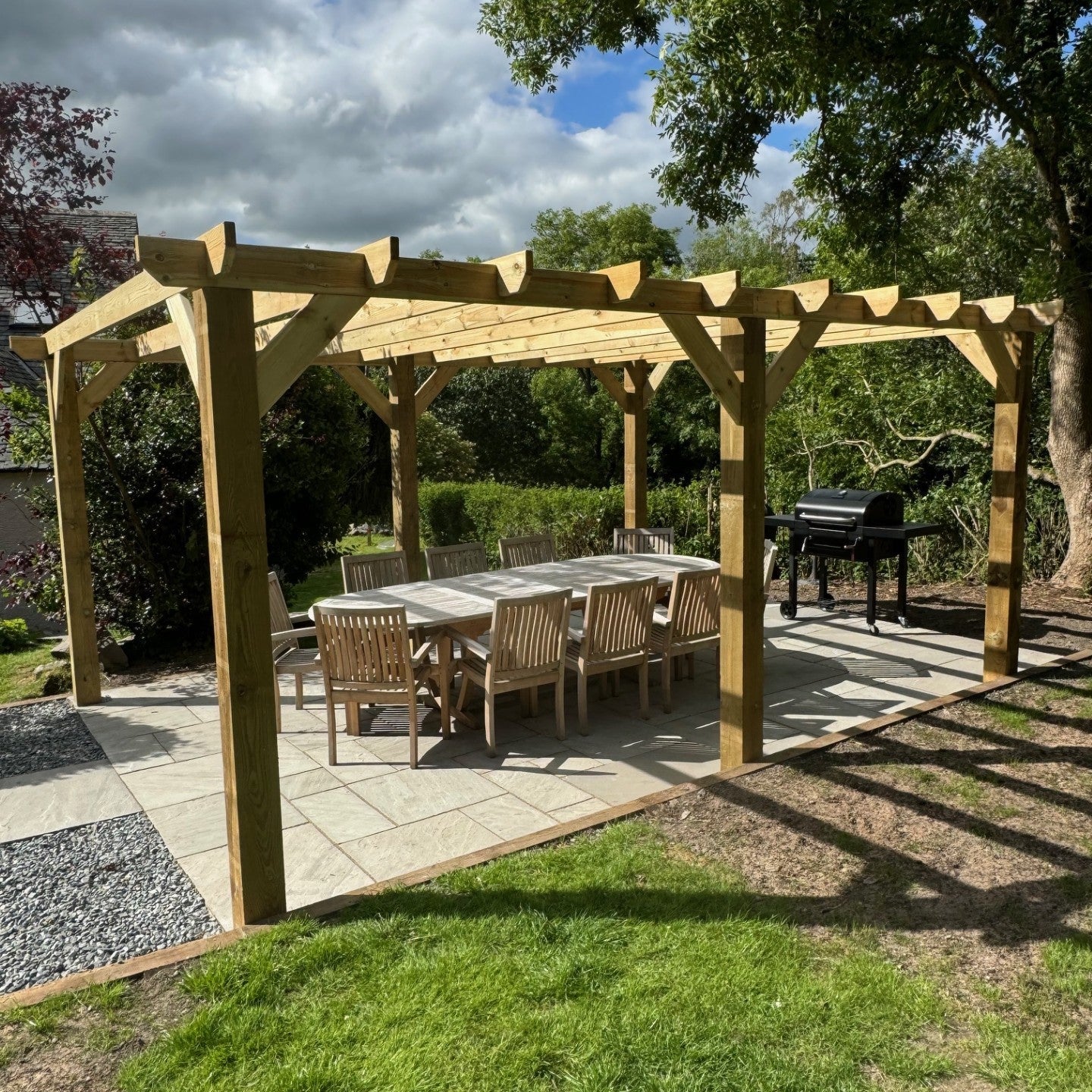 XL Size | Extra Heavy Duty Timber Pergola | 6" posts | Tanalised Redwood