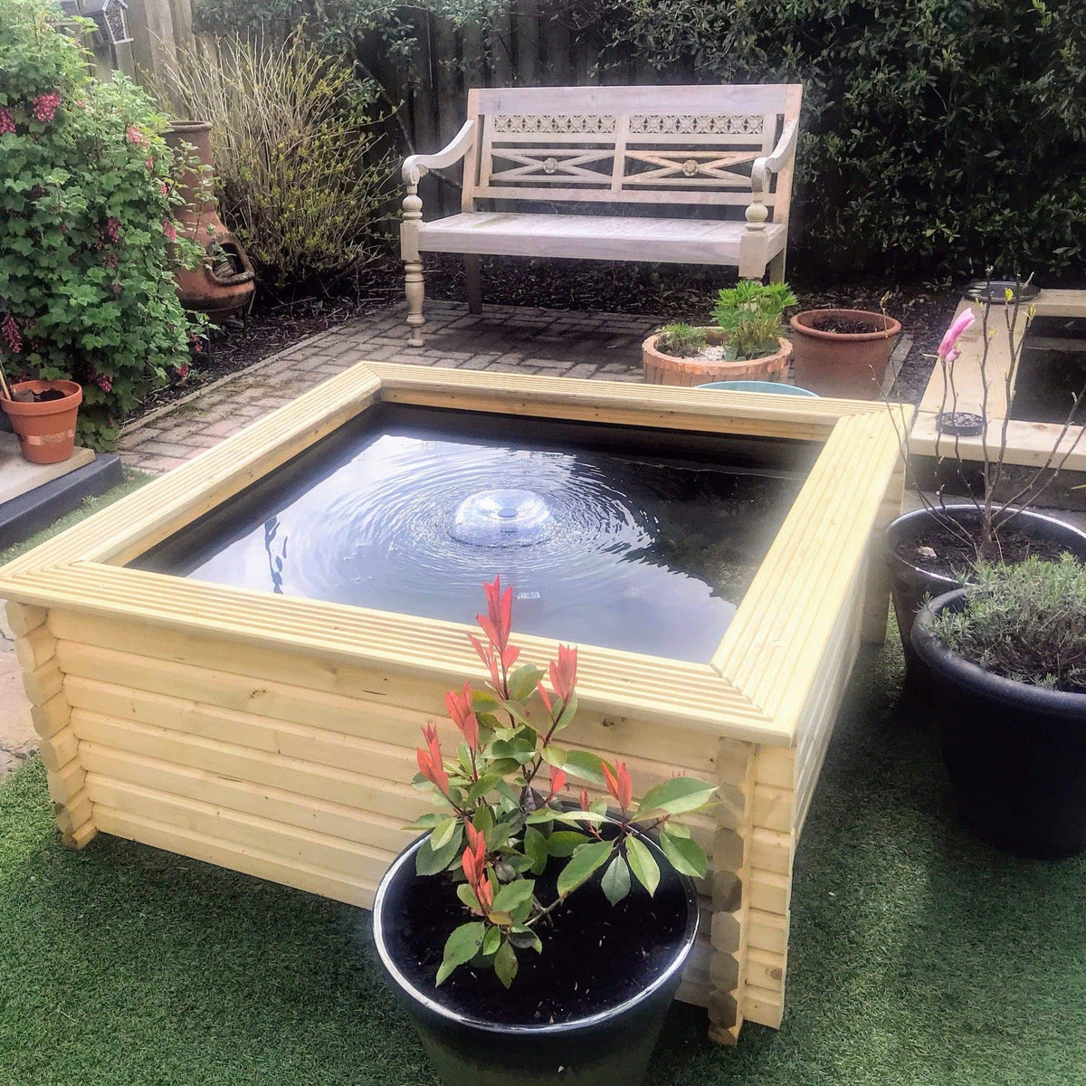 120 Gallon Square Wooden Norlog Pond, 510mm high
