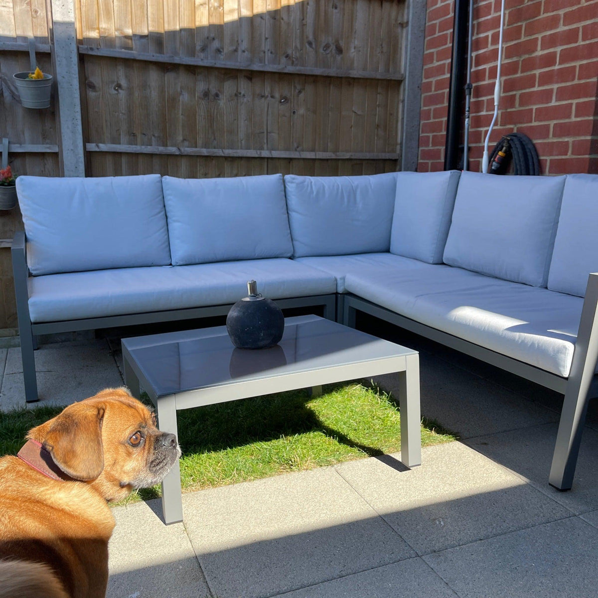 Aluminium Outdoor Corner L-Shaped Sofa and table Set