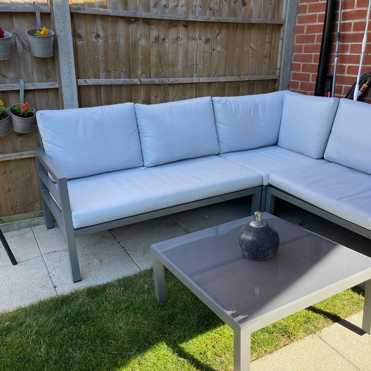Aluminium Outdoor Corner L-Shaped Sofa and table Set