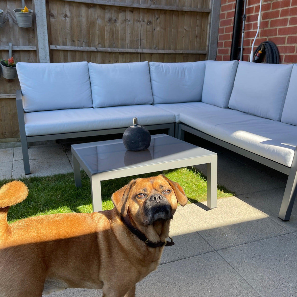 Aluminium Outdoor Corner L-Shaped Sofa and table Set