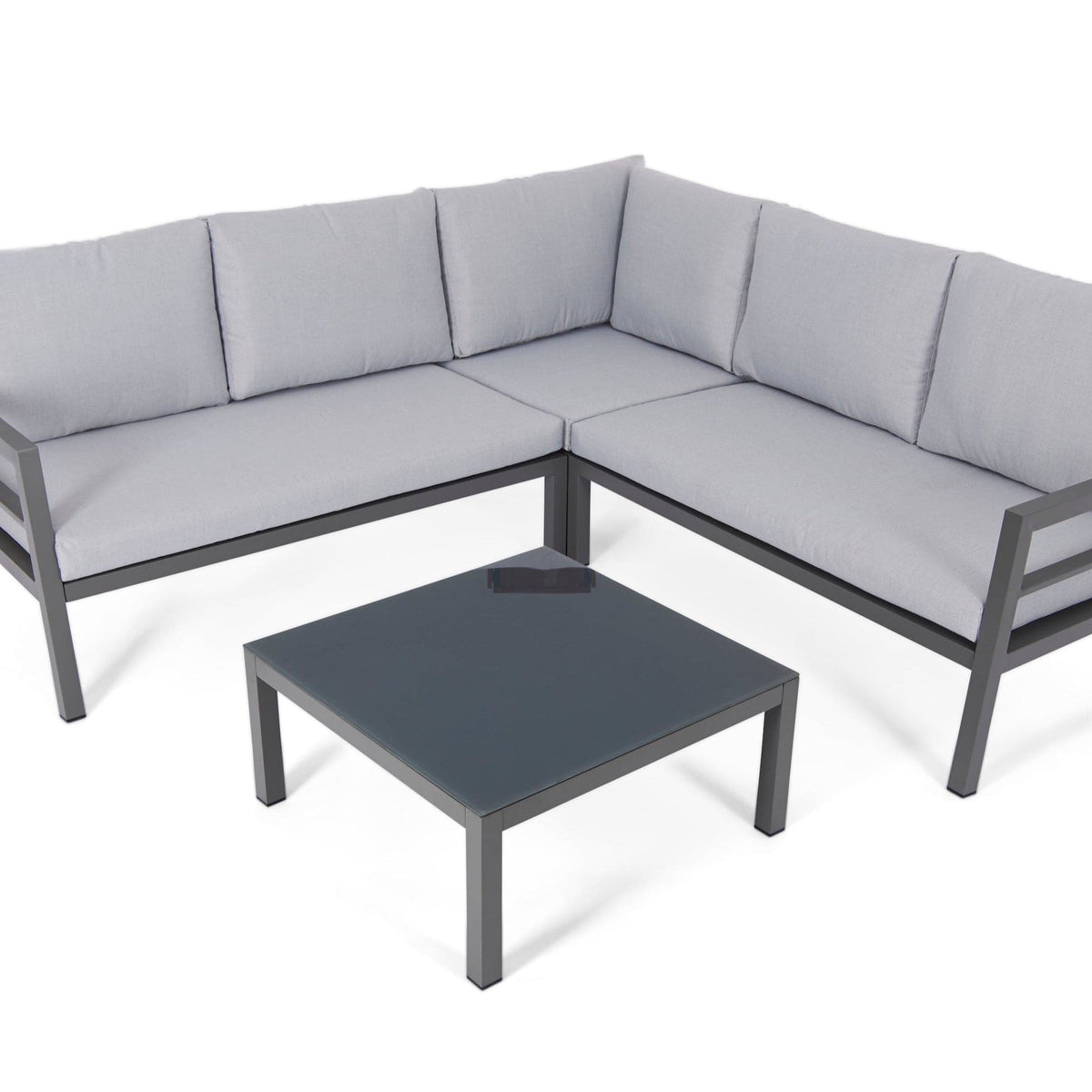 Aluminium Outdoor Corner L-Shaped Sofa and table Set
