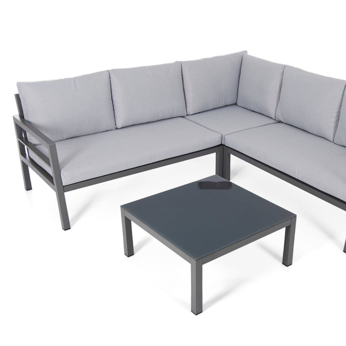 Aluminium Outdoor Corner L-Shaped Sofa and table Set