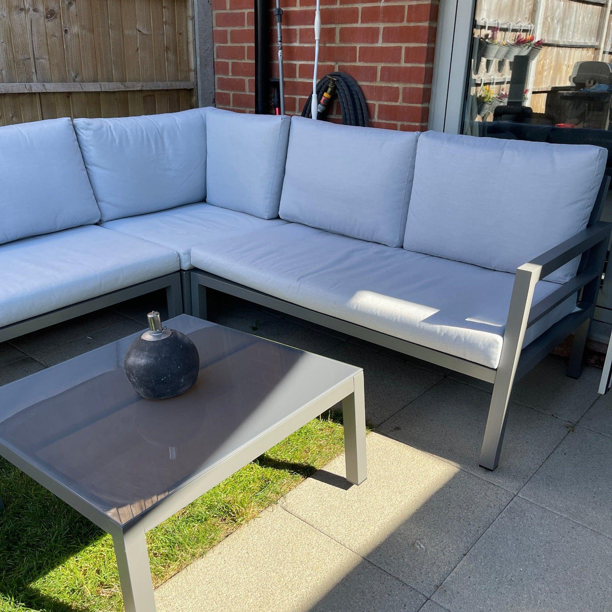 Aluminium Outdoor Corner L-Shaped Sofa and table Set