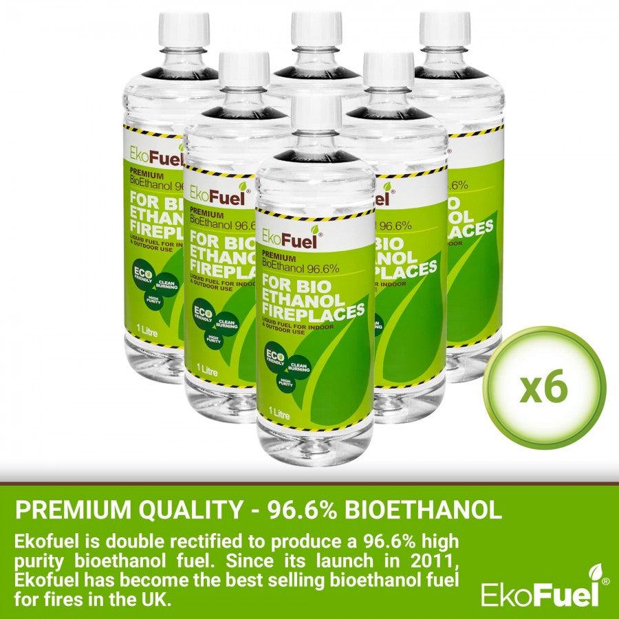 Bio-Ethanol, smokeless fuel for Bio-Fires, 6x 1litre bottles