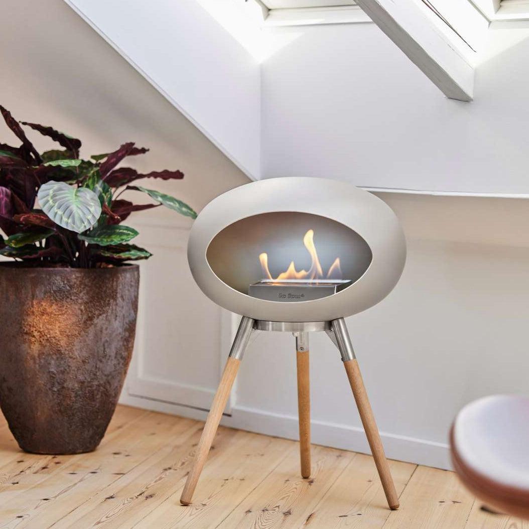 Le Feu GROUND WOOD HIGH Bio Ethanol Fireplace in NEW Nickel colour