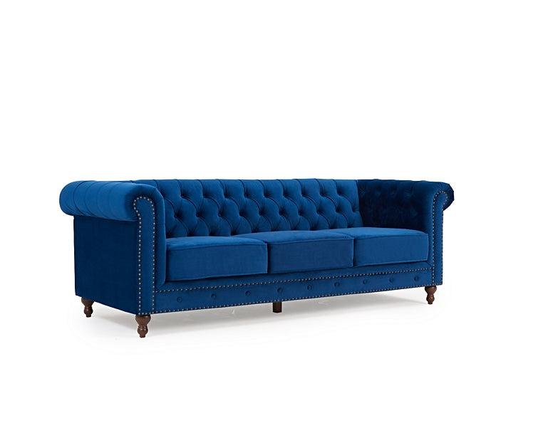 Mark Harris Montrose Blue Plush 3-Seater Sofa