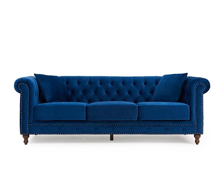 Mark Harris Montrose Blue Plush 3-Seater Sofa