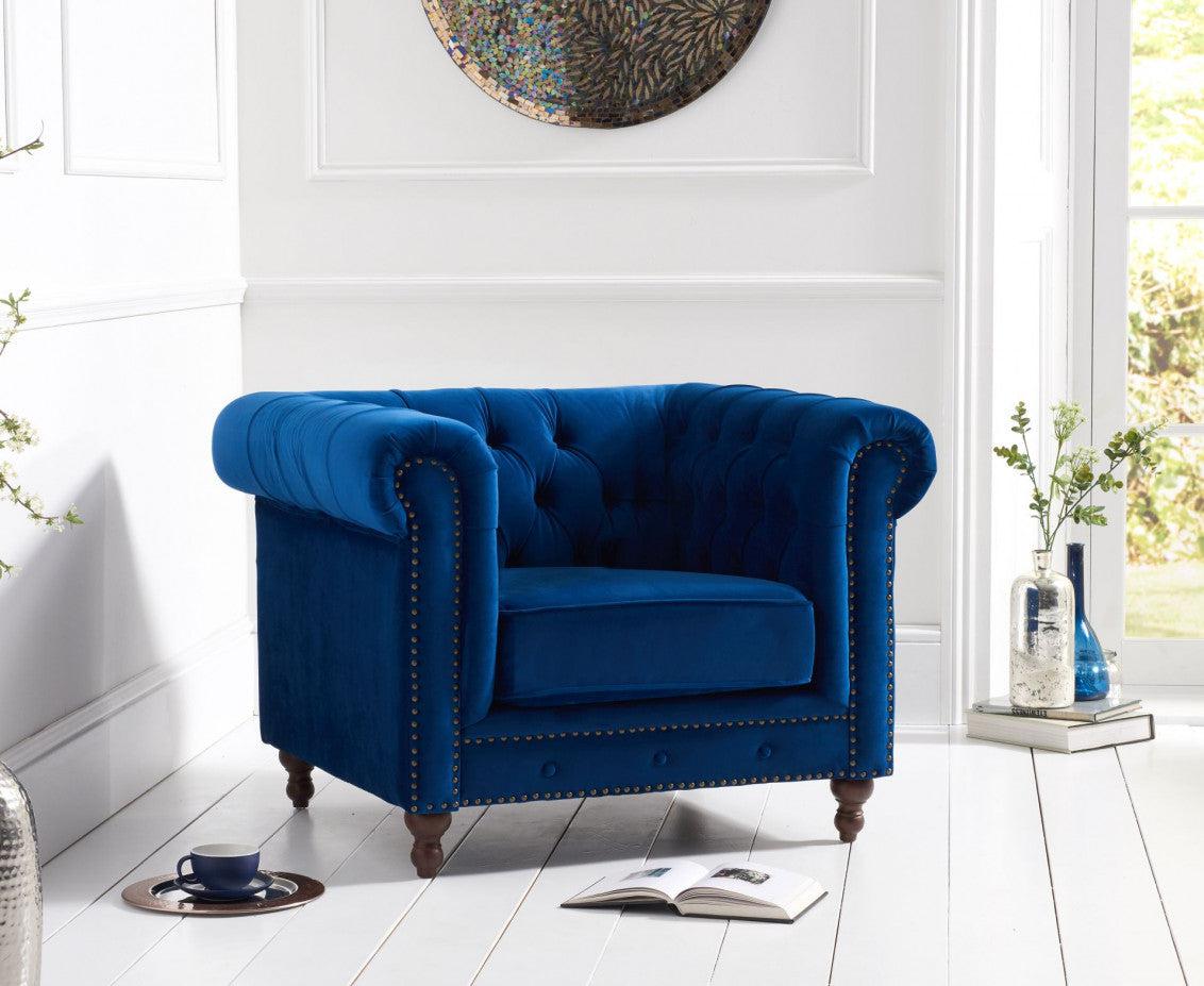 Mark Harris Montrose Blue Plush Armchair
