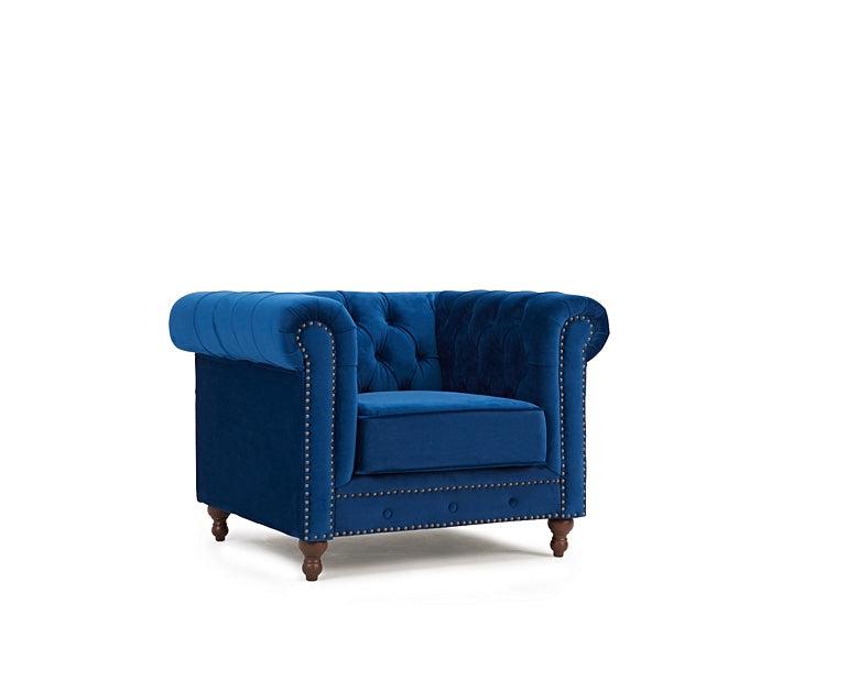 Mark Harris Montrose Blue Plush Armchair