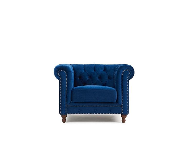 Mark Harris Montrose Blue Plush Armchair