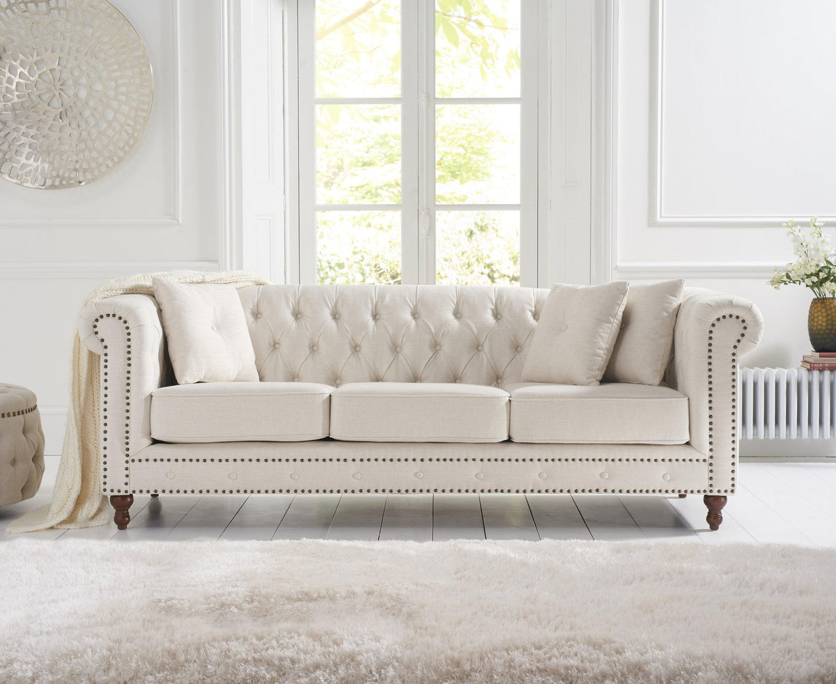 Mark Harris Montrose Ivory Linen 3-seater Sofa
