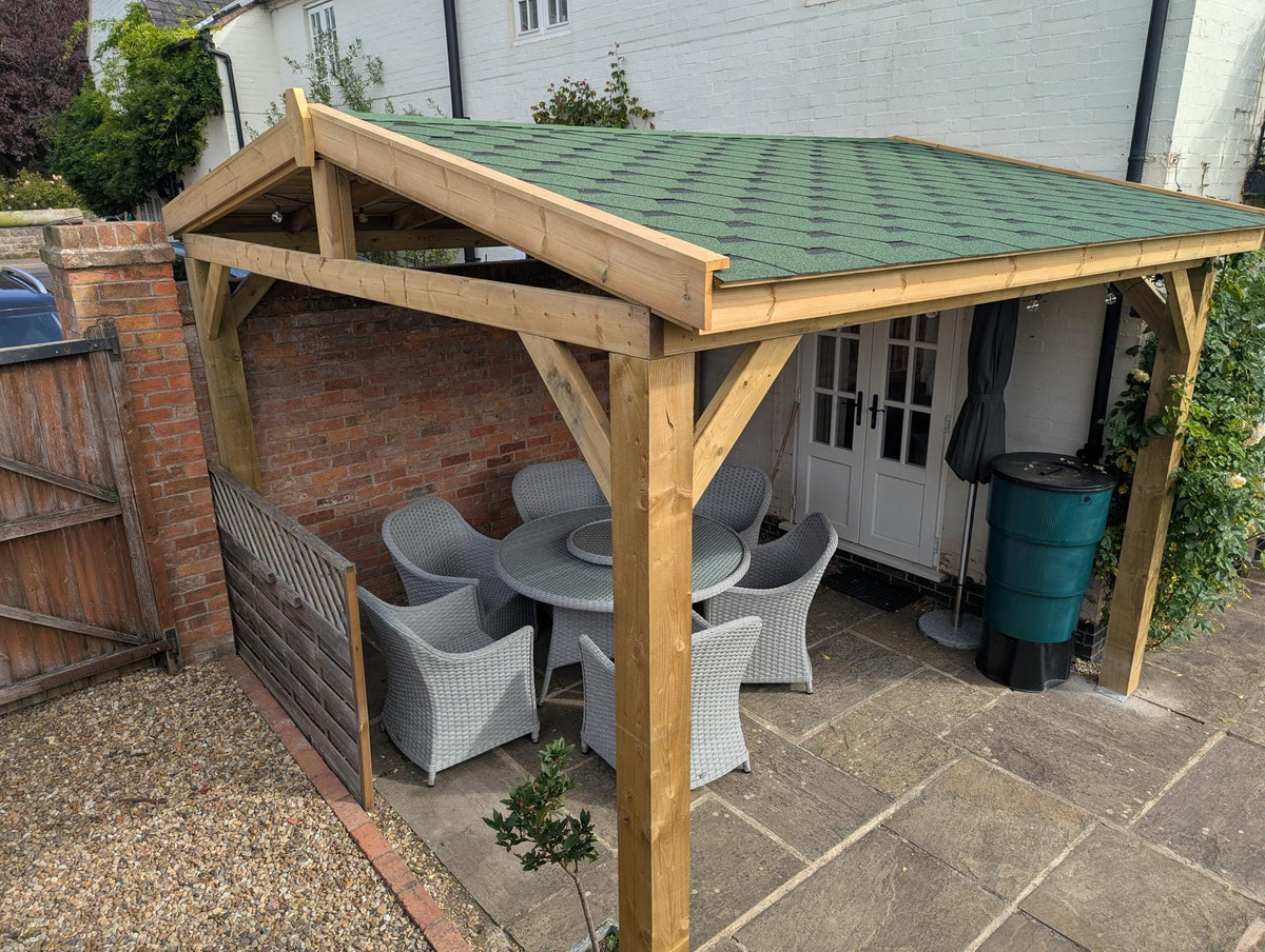 Heavy Duty Timber Gazebo DIY Kit | Tanalised feather edge timber | felt tile roof, various sizes.