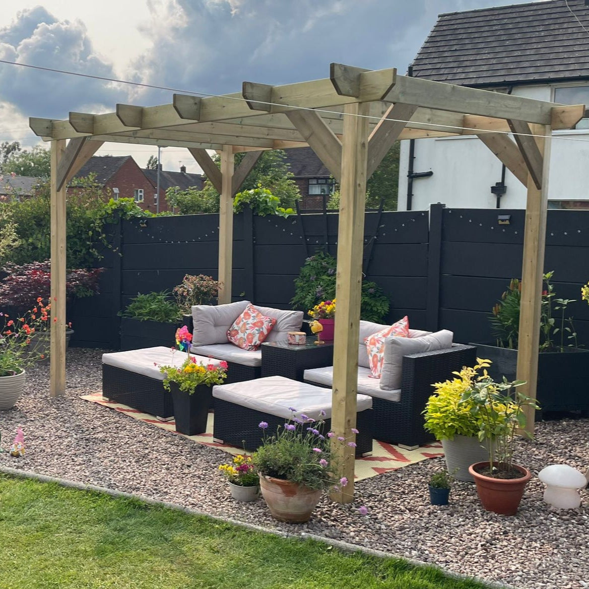 Heavy Duty Timber Pergola | Complete DIY Kit | Treated Tanalised Redwood.