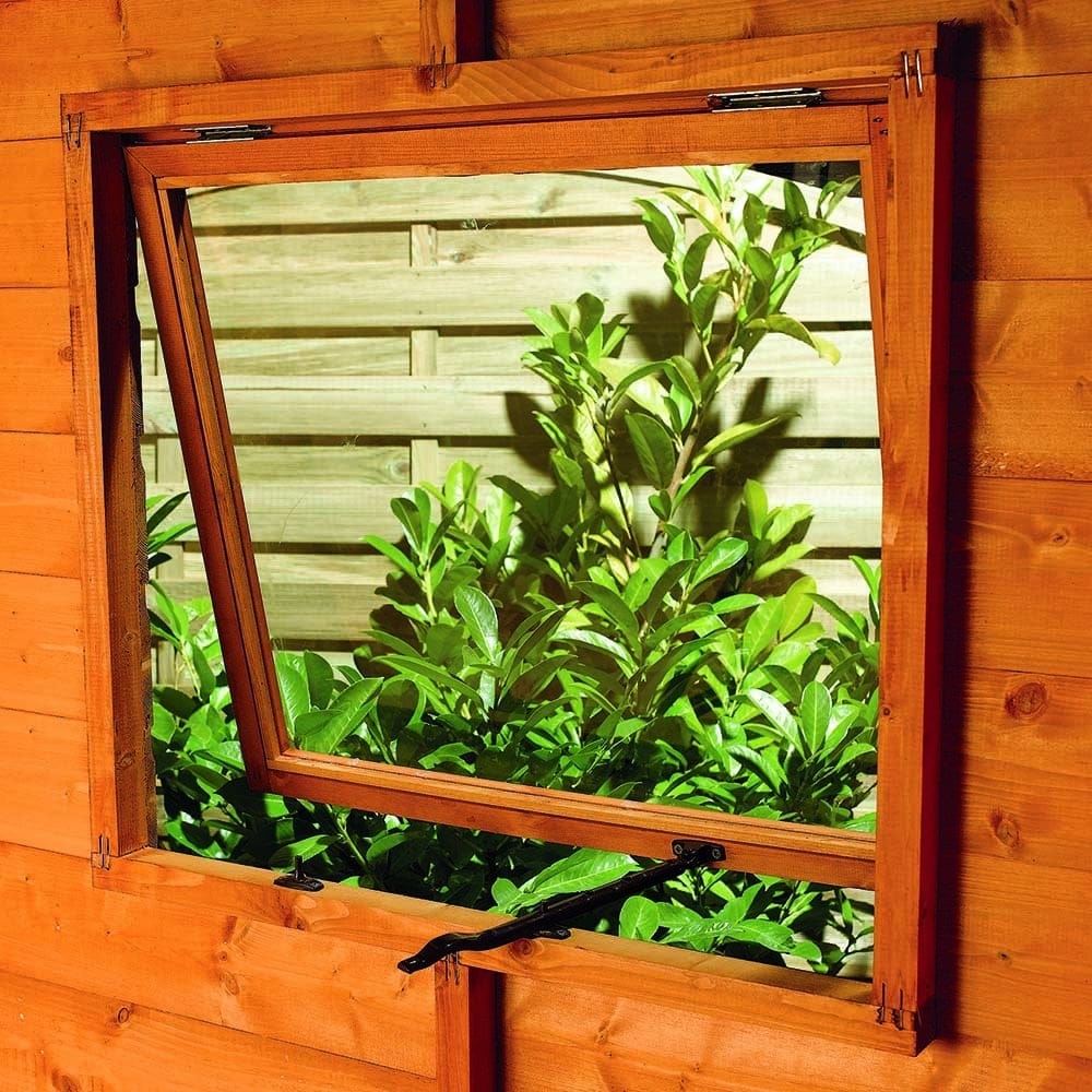 10x6 Premier Shed window with greenery