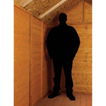 10x6 Premier Shed interior with person silhouette