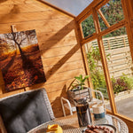 12x6 Growhouse with store interior, table with coffee and art