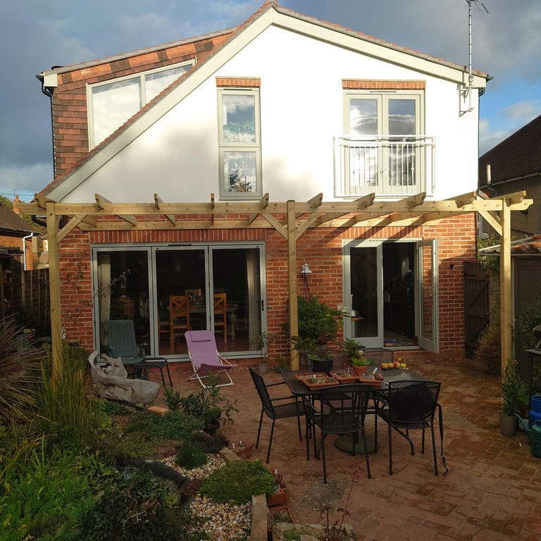 Large Size Redwood Lean-To Pergola | Complete DIY Kit