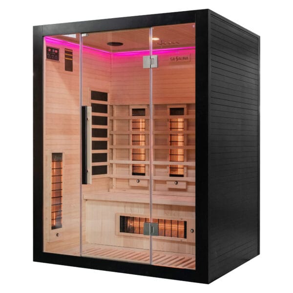 Infrared sauna 1K7A1837 - 600x600, with glass door and black frame