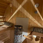 220cm Spruce Barrel Sauna | Thermowood | Harvia heater | Wood-Fired or Electric.