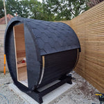 220cm Spruce Barrel Sauna | Thermowood | Harvia heater | Wood-Fired or Electric.