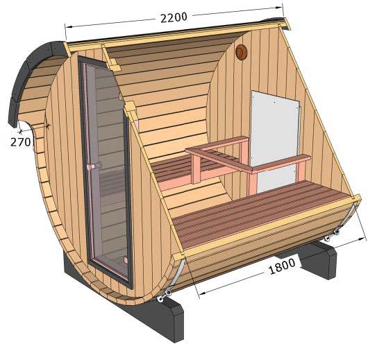 220cm Spruce Barrel Sauna | Thermowood | Harvia heater | Wood-Fired or Electric.