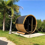 220cm Spruce Barrel Sauna | Thermowood | Harvia heater | Wood-Fired or Electric.