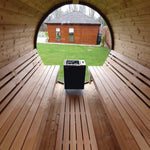 250cm Spruce Barrel Sauna | Thermowood | Terrace | Wood-Fired or Electric.