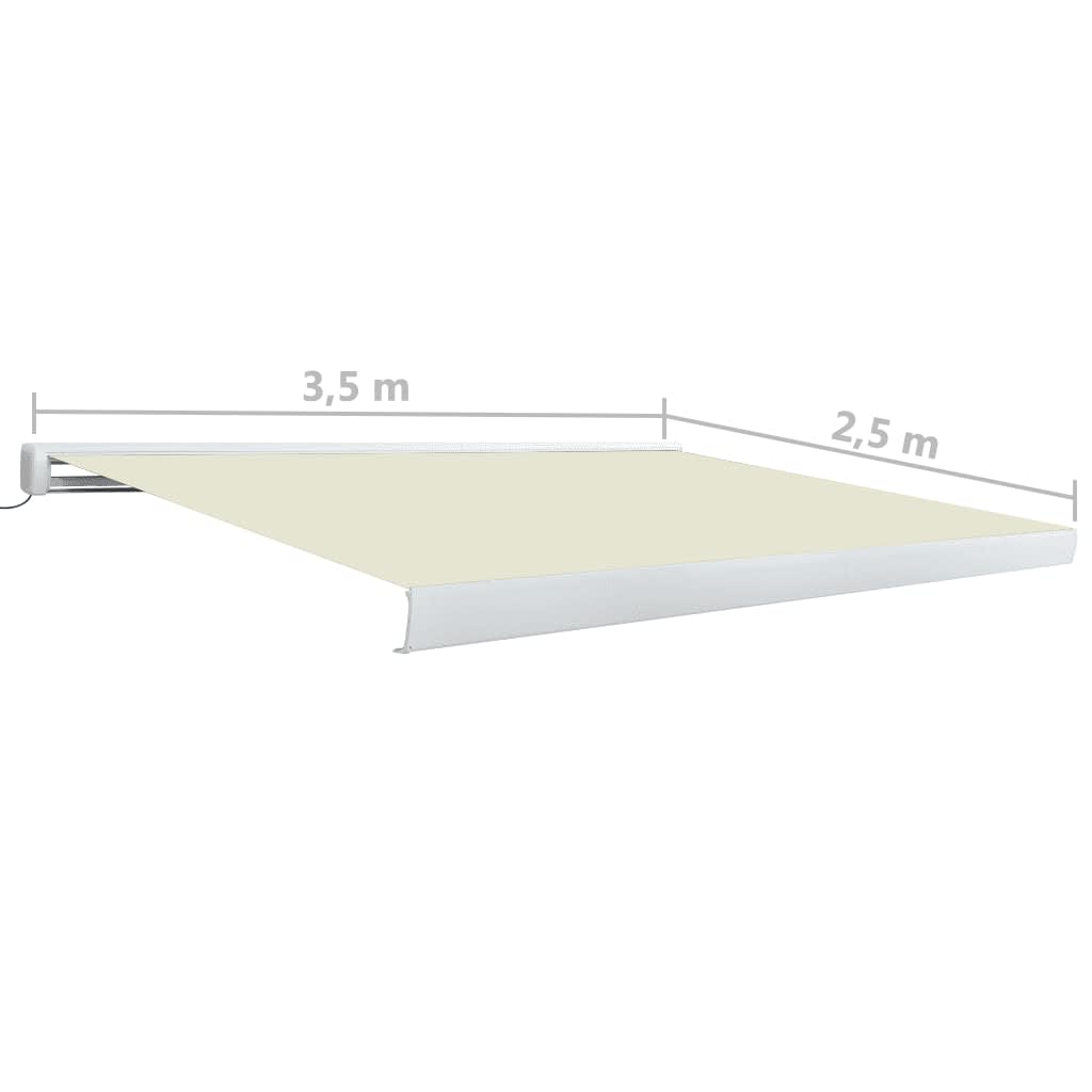 3.5M Manual full cassette Awning, Cream, UV and water resistant, 350cmW X 250cm projection.