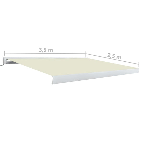 3.5M Manual full cassette Awning, Cream, UV and water resistant, 350cmW X 250cm projection.