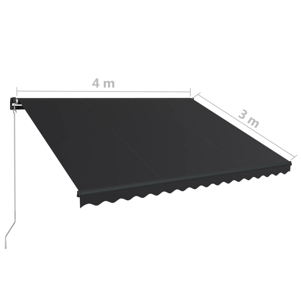 4.0M Manual Awning, Black, UV and water resistant, 400cmW X 300cm projection.
