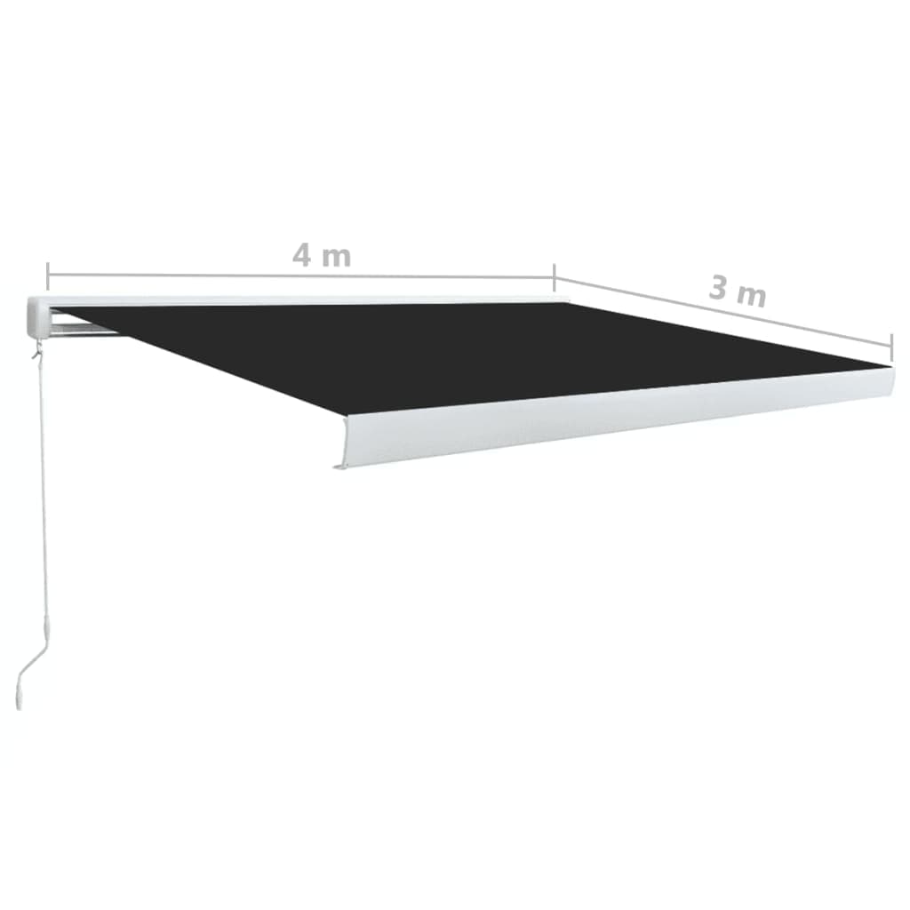 4.0M Manual full cassette Awning, Black, UV and water resistant, 400cmW X 300cm projection.