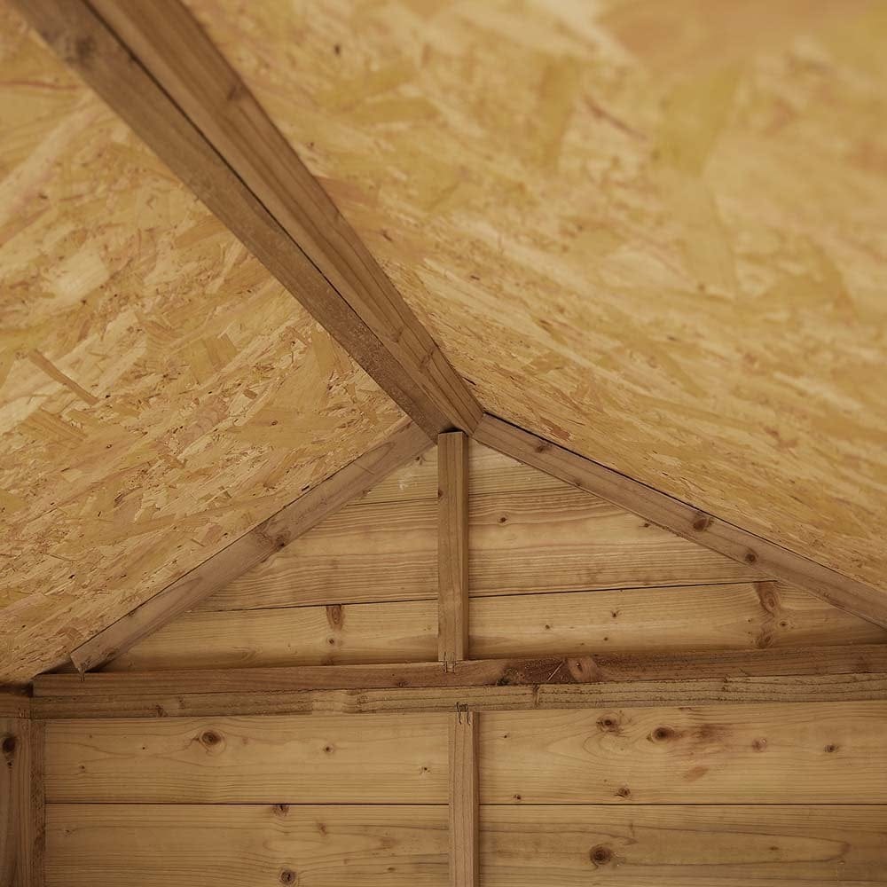 Interior view of a 4x4 shiplap apex shed with single door