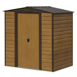 6x5 Woodvale metal shed with wood-look finish