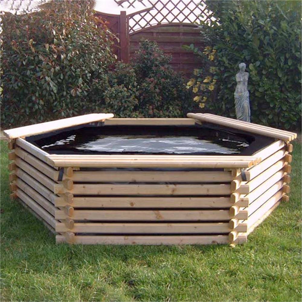 7.6ft 300 Gallon Hexagonal Wooden Norlog Pond, 590mm high