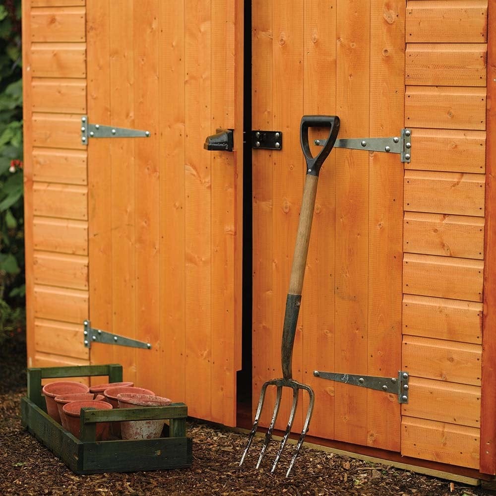 8x6 security shed with garden tools