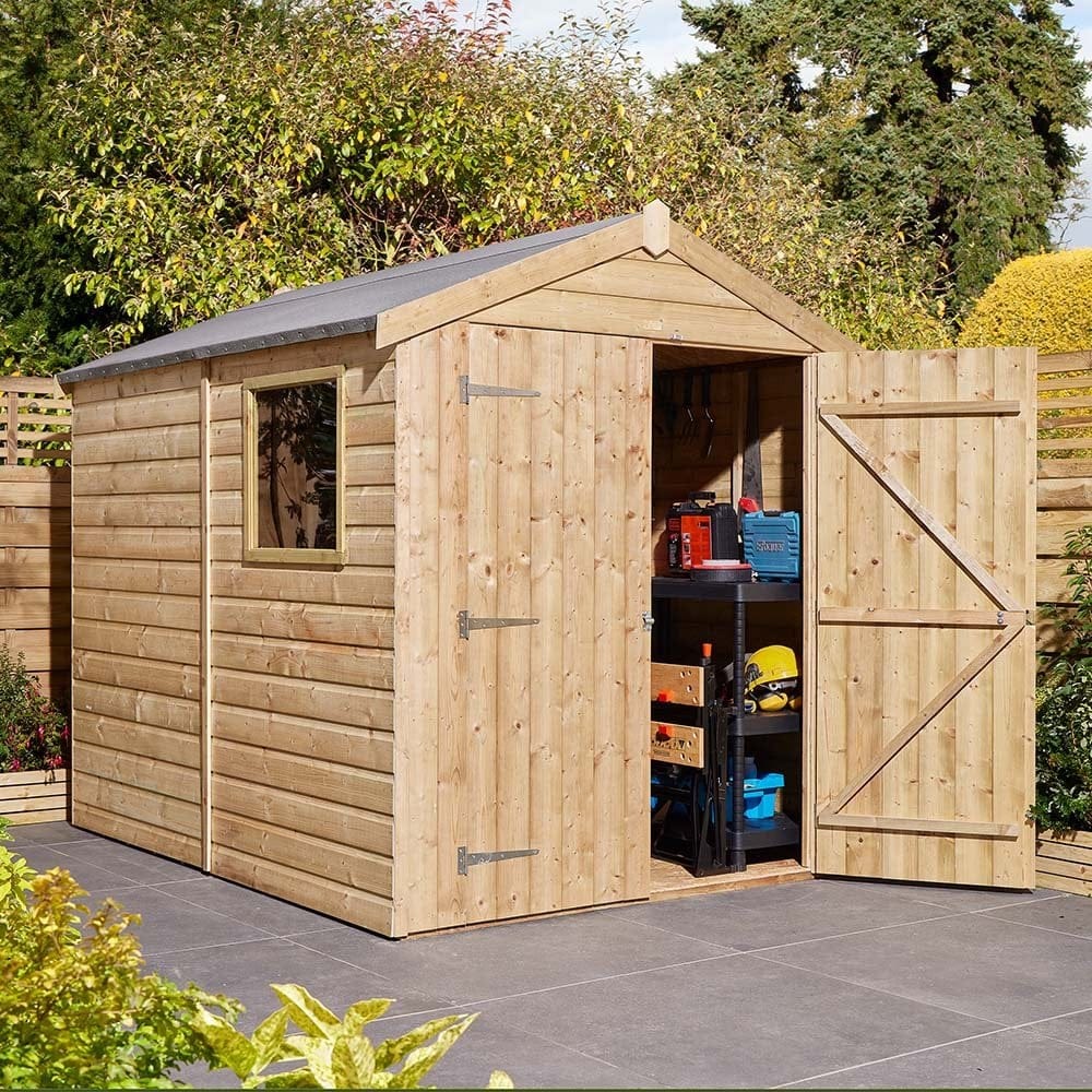 8x6 Shiplap Apex Shed with Double Doors and Window