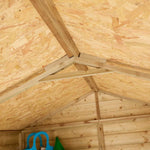 Interior view of 8x6 shiplap apex shed roof detail