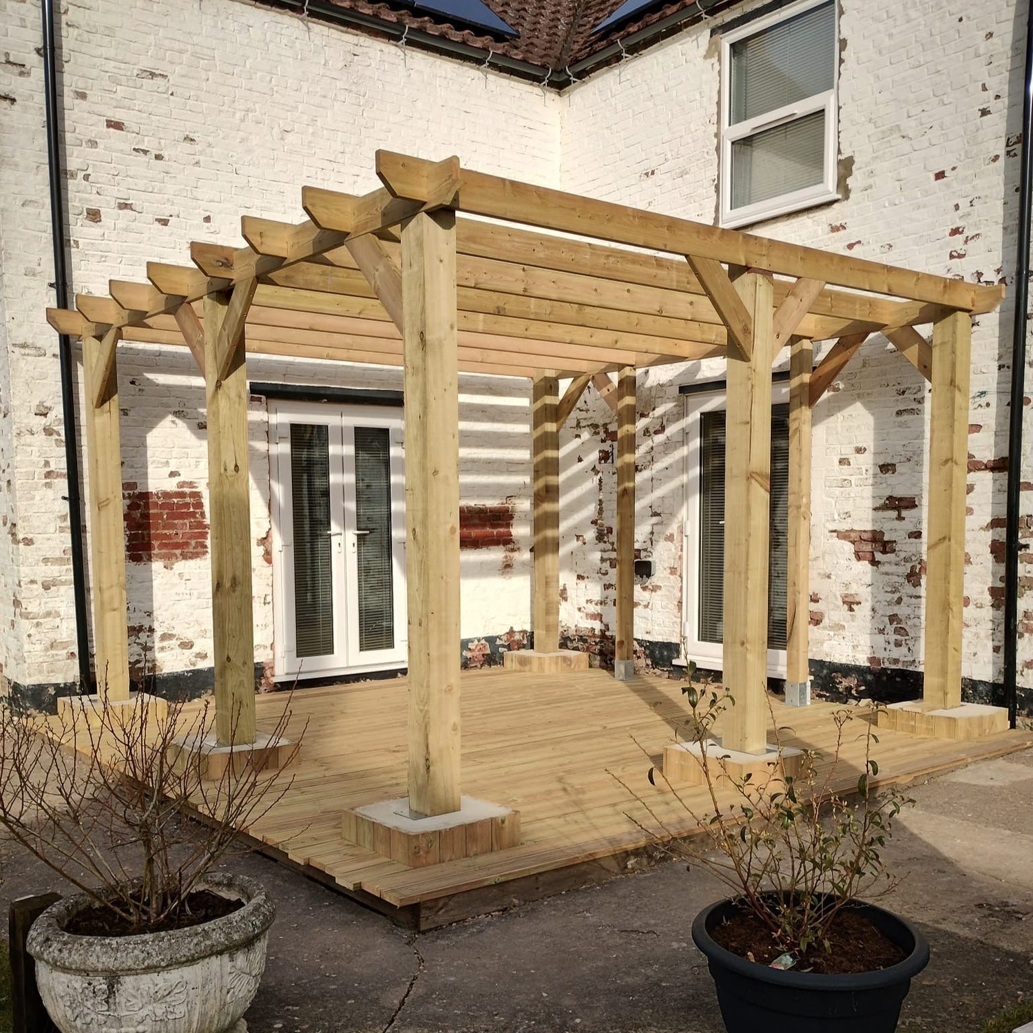 XL Size | Extra Heavy Duty Timber Pergola | 6" posts | Tanalised Redwood
