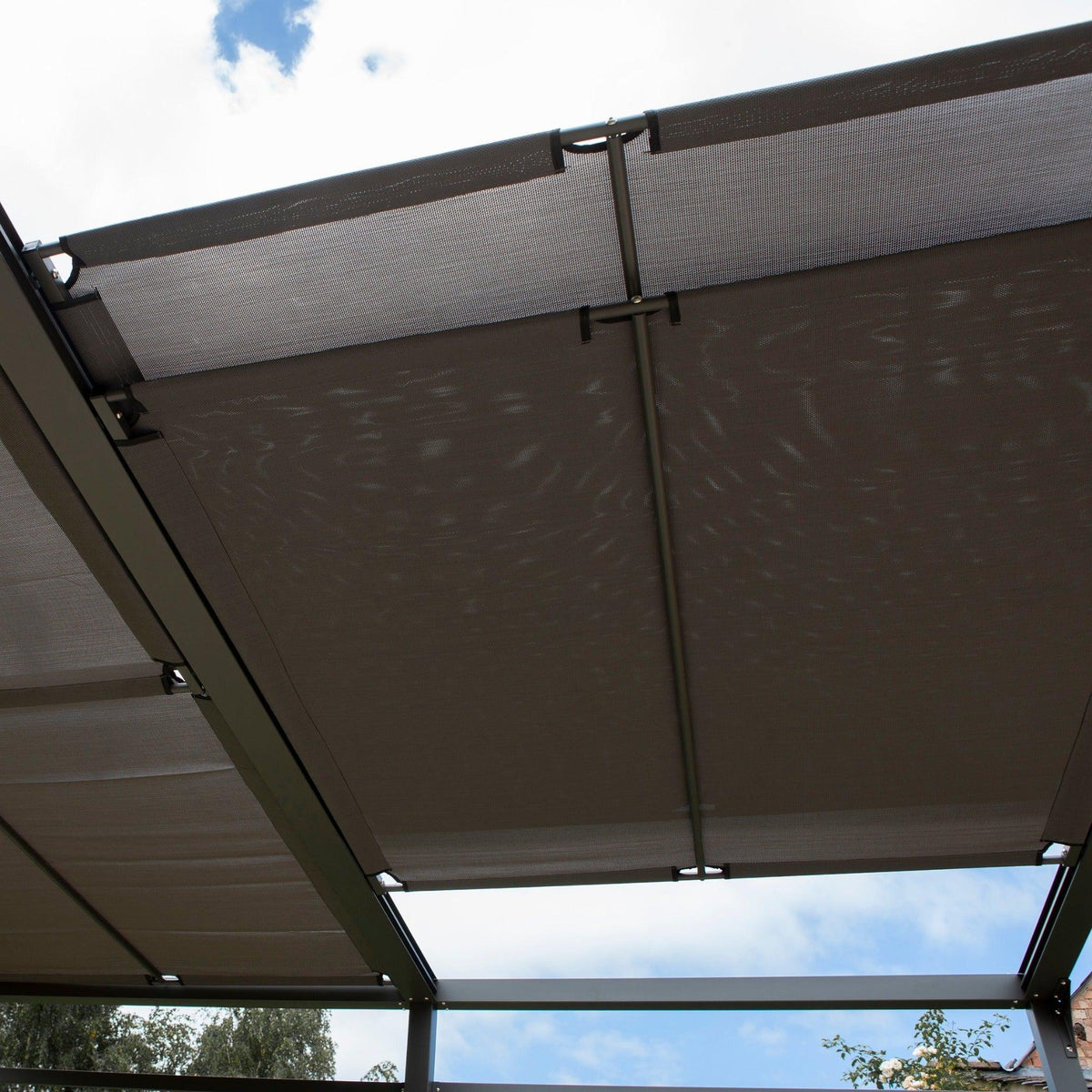 Aluminium Pergola with Sliding Roof in Grey, two sizes.