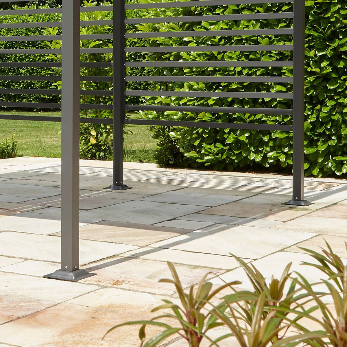 Aluminium Pergola with Sliding Roof in Grey, two sizes.