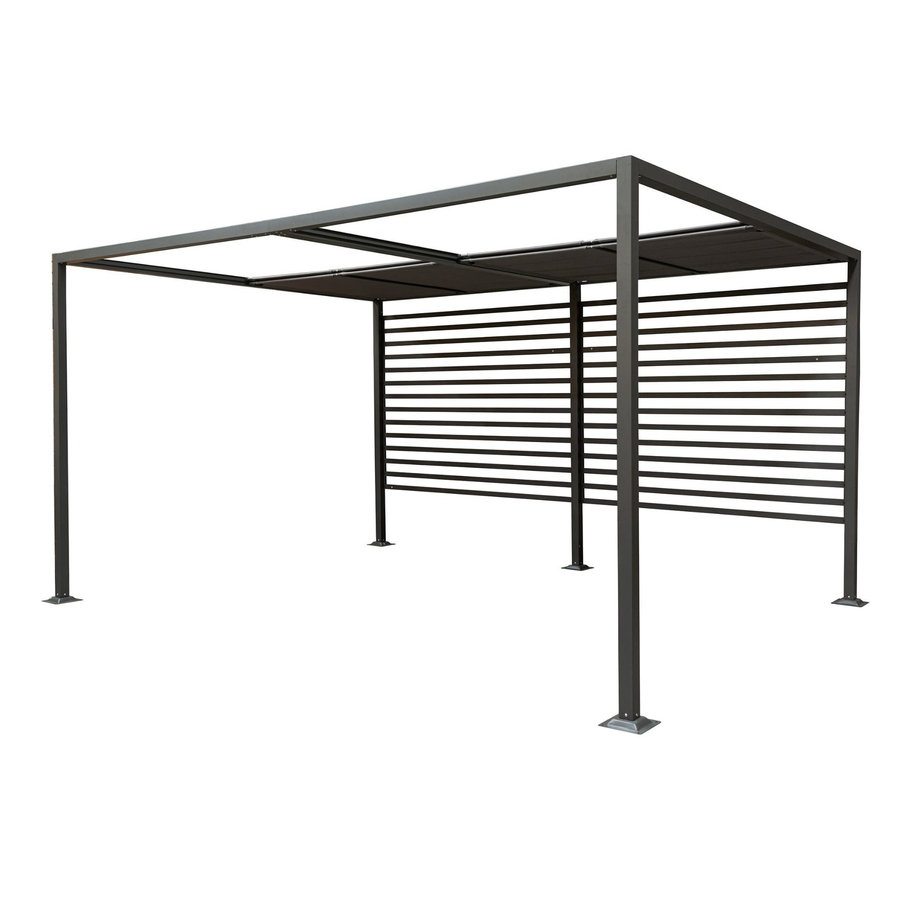 Aluminium Pergola with Sliding Roof in Grey, two sizes.